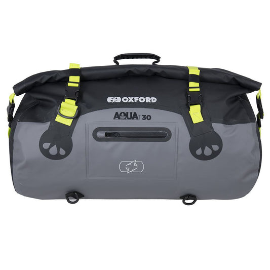 Oxford Aqua T-30 Waterproof Motorcycle Roll Bag Black/Grey/Fluo