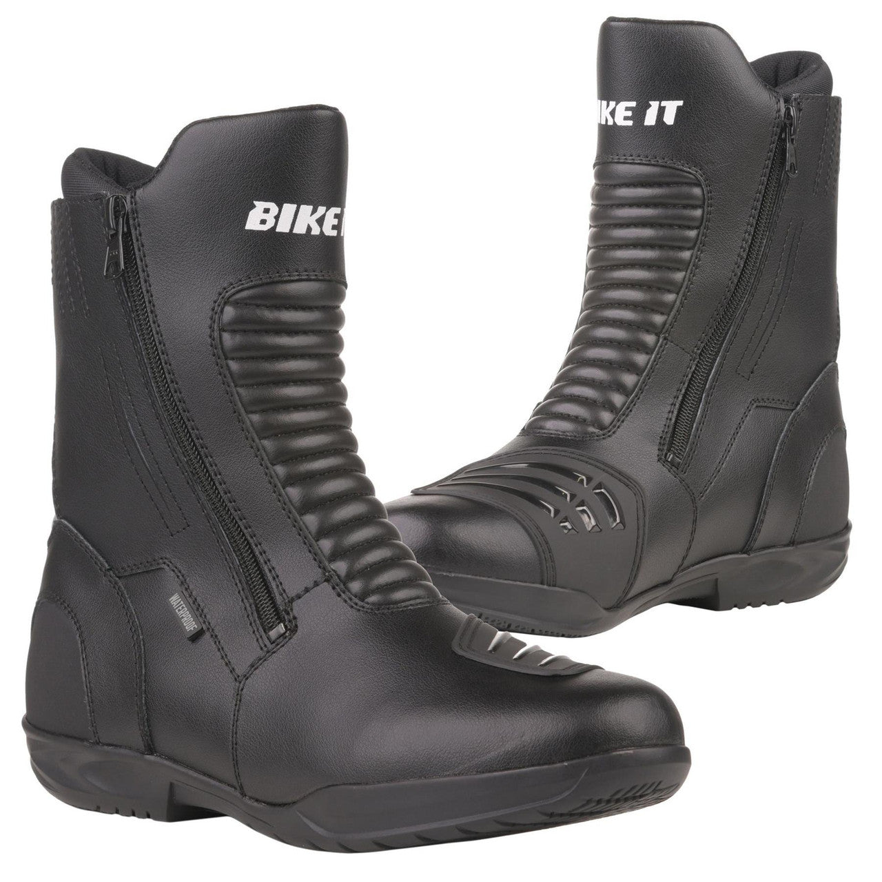 Bike It 'Preto' Black Mid Length Waterproof Motorcycle Boots