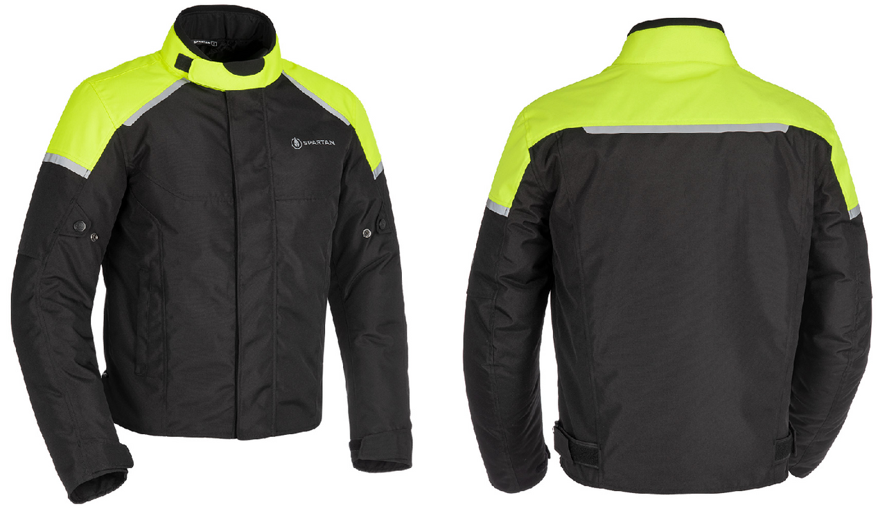 Spartan Short WP Waterproof Motorcycle Motorbike MS Jacket - Black/Fluo