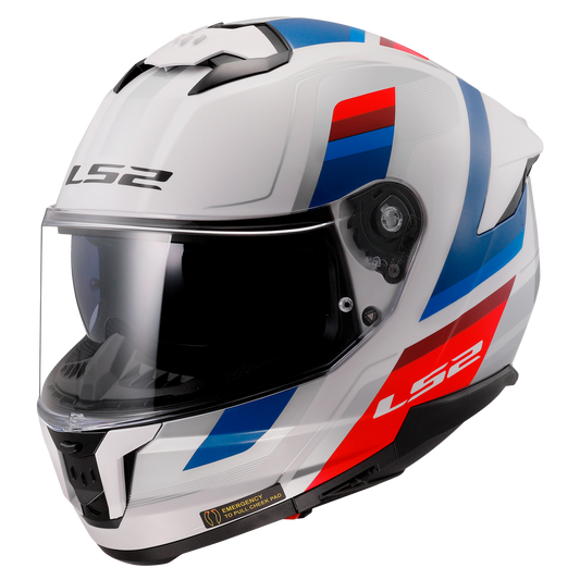 LS2 FF808 Stream II Vintage Motorcycle Full Face Helmet White Blue Red