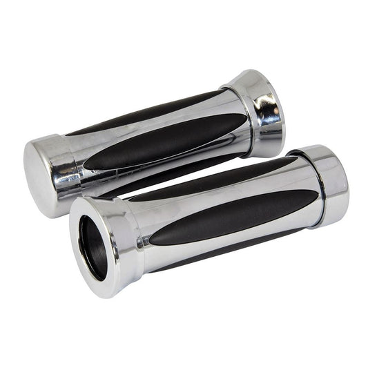 BIKE IT MOTORCYCLE HANDLEBAR GRIP CHROME OVAL CUSTOM CUSHION