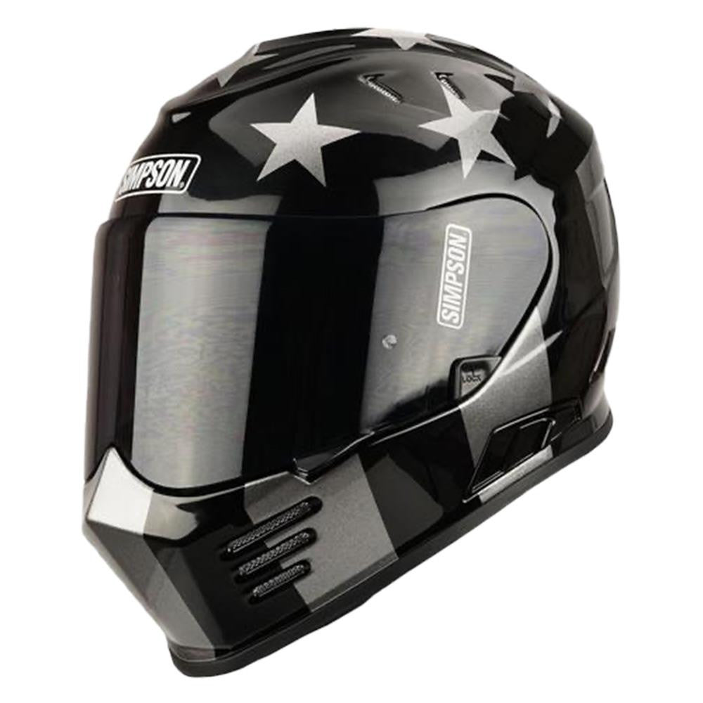 Simpson Full Face Motorcycle Motorbike Helmet – Black/Silver