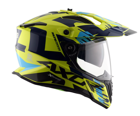 Axor X-Cross Adventure Motorcycle Helmet Blue/Yellow Graphic